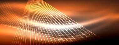 Parlayan neon dalga soyut arkaplan - canlı, ışıltılı dalgalar büyüleyici ve heyecan verici bir ekran içinde titreşiyor