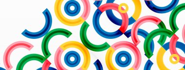 Değişik tonlara ve renklere sahip canlı ve göz alıcı bir tasarıma sahip renkli çemberler girdap ve dinamik bir etki yaratıyor.