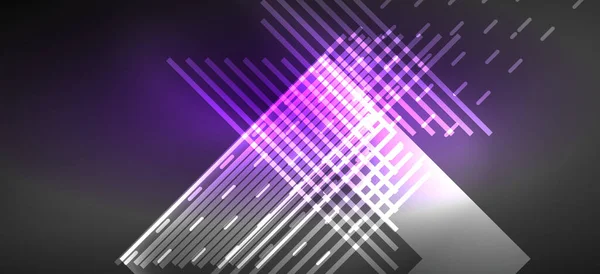 Achtergrond Neon Gloeiende Lijnen Geometrische Vormen Licht Het Donker Behang — Stockvector
