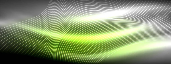 Λαμπερό Αφηρημένο Φόντο Νέον Κύμα Ζωντανή Φωτεινά Κύματα Παλμό Μια — Διανυσματικό Αρχείο