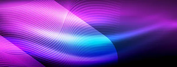 Świecące Neonowe Fale Abstrakcyjne Tło Żywe Luminescencyjne Fale Pulsują Fascynującym — Wektor stockowy