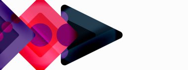 Trendy minimal geometric abstract background. Triangles, squares and circles bright colors backdrop. Vector Illustration For Wallpaper, Banner, Background, Card, Book Illustration, landing page