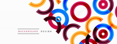 Değişik tonlara ve renklere sahip canlı ve göz alıcı bir tasarıma sahip renkli çemberler girdap ve dinamik bir etki yaratıyor.