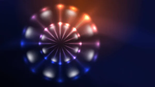 Lingkaran Dengan Cahaya Terang Neon Efek Bersinar Abstrak Latar Belakang - Stok Vektor