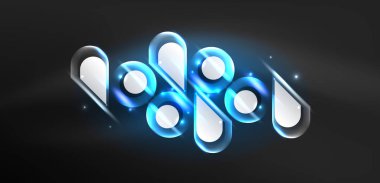 Soyut arkaplan parlayan neon ışıklı geometrik şekiller. Duvar kağıdı, bayrak, arkaplan, kart, kitap illüstrasyonu, iniş sayfası için uzay kozmik ya da sihirli enerji vektör duvar kağıdı