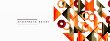 Renkli üçgenler ve soyut çemberler. Duvar kağıdı, afiş, arkaplan, iniş sayfası, duvar sanatı, davetiye, baskılar, posterler için tasarım