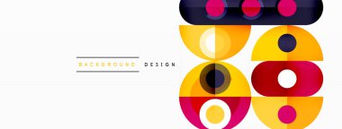 Çemberler ve yuvarlak elementlerle soyut teknoloji iniş sayfası. İş, teknoloji, bilim veya baskı tasarımı için yaratıcı bir kavram