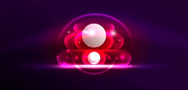 Soyut parlak neon ışıklı tekno daireler arka planı