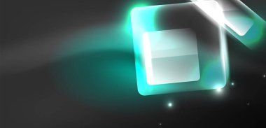 Neon parıldayan tekno çizgiler ve oklar, yüksek teknolojili soyut arkaplan şablonu
