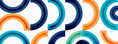 Çemberler, ızgara desenli soyut bir arka planda düzenlenir ve çeşitli renklerin gölgeleri de dahil olmak üzere farklı renk aralıklarına sahiptir. Duvar kağıdı, afiş, sunum, arkaplan şablonu