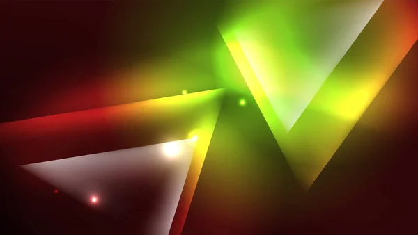Abstraktní Podkladová Stránka Skleněné Geometrické Tvary Zářícími Odrazy Neonového Světla — Stockový vektor