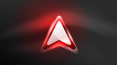 Soyut arka plan iniş sayfası, geometrik şekil koyu arkaplanda parlayan neon ışıkla aydınlatılmış. Gelecekçi şehir ışıkları konsepti