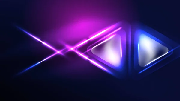 Τρίγωνα Techno Neon Εφέ Φωτός Στο Σκοτάδι — Διανυσματικό Αρχείο