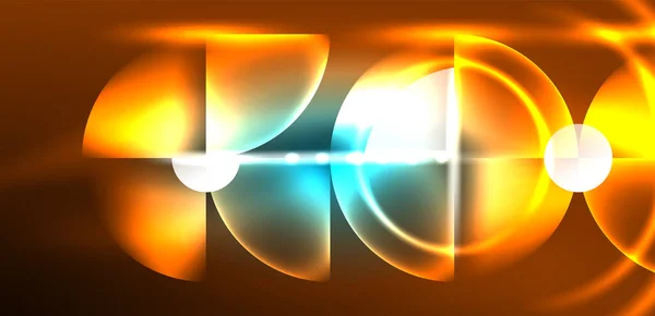 Абстрактний Фон Сяючий Неоновий Колір Круглих Елементів Кіл Техно Футуристичний — стоковий вектор