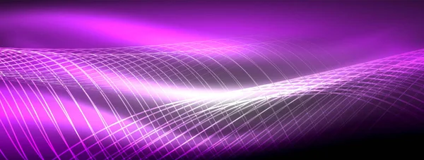 Leuchtende Neonwellen Abstrakter Hintergrund Lebendige Leuchtende Wellen Pulsieren Einem Fesselnden — Stockvektor