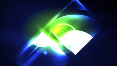 Soyut arka plan tekno neon parlayan daire şekilleri ve ışık efektli yuvarlak elemetler. Duvar kağıdı, afiş, arkaplan, iniş sayfası, duvar resimleri, davetiyeler, posterler için yüksek teknoloji tasarımı