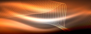 Parlayan neon dalga soyut arkaplan - canlı, ışıltılı dalgalar büyüleyici ve heyecan verici bir ekran içinde titreşiyor