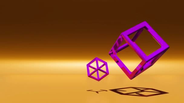 Кубики Дроту Циклічна Анімація Футуристичному Неоновому Світловому Просторі Рухова Графіка — стокове відео