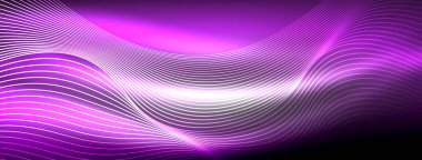 Parlayan neon dalga soyut arkaplan - canlı, ışıltılı dalgalar büyüleyici ve heyecan verici bir ekran içinde titreşiyor