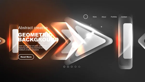 Abstract Background Landing Page Geometric Shape Illuminated Glowing Neon Light — Stock Vector