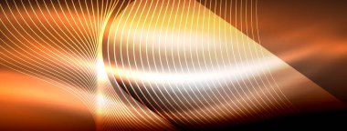 Parlayan neon dalga soyut arkaplan - canlı, ışıltılı dalgalar büyüleyici ve heyecan verici bir ekran içinde titreşiyor