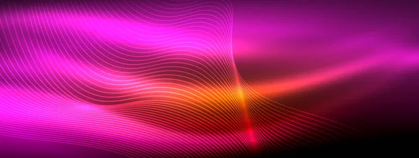 Świecące Neonowe Fale Abstrakcyjne Tło Żywe Luminescencyjne Fale Pulsują Fascynującym — Wektor stockowy