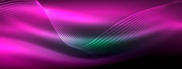 Zářící Neonové Vlny Abstraktní Pozadí Pulzující Pulzující Zářivé Vlny Podmanivém — Stockový vektor