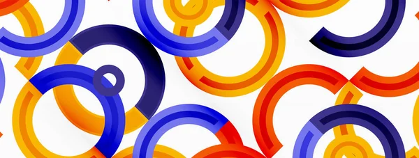 円はグリッドパターンの抽象的な背景に配置され 様々な色の色合いを含むさまざまな色の範囲を備えています バナー プレゼンテーション 背景のためのテンプレート — ストックベクタ