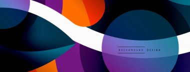 Yaratıcı geometrik duvar kağıdı. Asgari soyut arkaplan. Duvar kağıdı arkaplanı veya iniş sayfası için daire dalga ve yuvarlak şekiller kompozisyon vektör çizimi