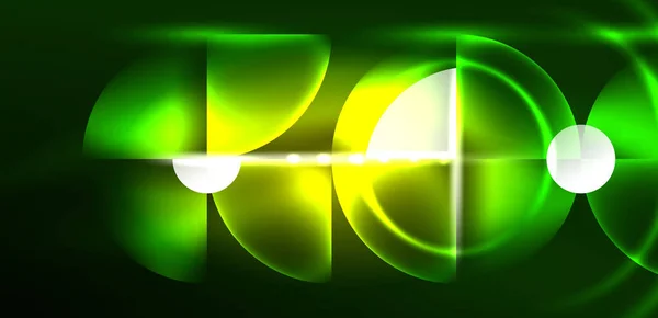Astratto Sfondo Lucido Incandescente Neon Colore Elementi Rotondi Cerchi Techno — Vettoriale Stock