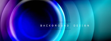 Çember çizgileri ve baloncuklar ışık ve gölge efektleriyle parlayan etki eğiminde. Işık, gölge ve derinliğin dinamik etkileşimi. Gelecekçi ve ritmik teknoloji tasarımı