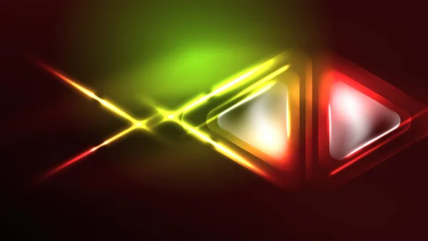 Triángulos Neón Techno Con Efectos Luz Oscuridad — Vector de stock