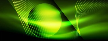 Parlayan neon dalga soyut arkaplan - canlı, ışıltılı dalgalar büyüleyici ve heyecan verici bir ekran içinde titreşiyor