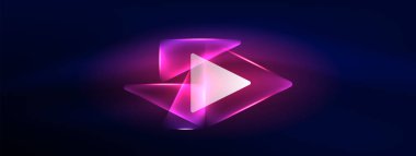 Geometrik arkaplanı hackleyen neon ışıkları, sanal gerçeklik veya yapay zeka konsepti, duvar kağıdı, pankart, sunum, arkaplan için siber punk geometrik şablon