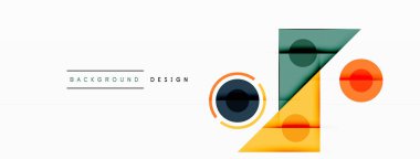 Renkli üçgenler ve yuvarlak şekiller. Duvar kağıdı, afiş, sunum, arkaplan şablonu