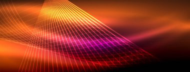 Parlayan neon dalga soyut arkaplan - canlı, ışıltılı dalgalar büyüleyici ve heyecan verici bir ekran içinde titreşiyor