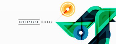 Renkli üçgenler ve yuvarlak şekiller. Duvar kağıdı, afiş, sunum, arkaplan şablonu