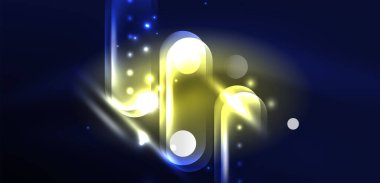 Soyut parlak neon ışıklı tekno daireler arka planı