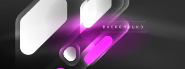 Parlayan neon geometrik elementler soyut arkaplan. Neon ışığı ya da lazer gösterisi, elektrik akımı, güç hatları, tekno kuantum enerji dürtüsü, parlayan sihirli dinamik çizgiler.