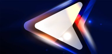 Neon hız oku ve çizgi arka planı şekillendirir. Parlak arka planlı yüksek teknoloji konsepti. Karanlıkta parlayan ışık efekti