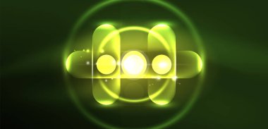 Soyut parlak neon ışıklı tekno daireler arka planı