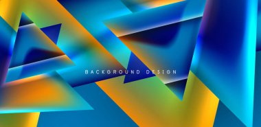 Örtüler, şablonlar, el ilanları, broşürler, afişler için üstüste binen üçgenler ve sıvı gradyanlarla soyut fırın