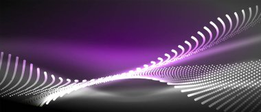 Pürüzsüz bir neon dalgası içeren parlak ve şık bir tasarım. Karanlık bir arkaplanda parlıyor. Her projeye modern ve keskin bir dokunuş eklemek için mükemmel.