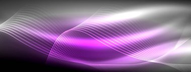 Parlayan neon dalga soyut arkaplan - canlı, ışıltılı dalgalar büyüleyici ve heyecan verici bir ekran içinde titreşiyor