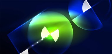 Neon ışığı parlayan daireler vektörü soyut arkaplan
