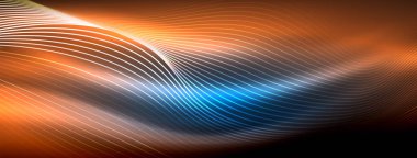 Parlayan neon dalga soyut arkaplan - canlı, ışıltılı dalgalar büyüleyici ve heyecan verici bir ekran içinde titreşiyor