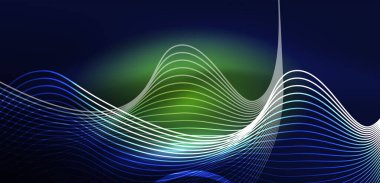 Neon lazer hatları, daire dalgaları soyut arkaplan. Neon ışığı ya da lazer gösterisi, elektrik akımı, güç hatları, tekno kuantum enerji dürtüsü, parlayan sihirli dinamik çizgiler.