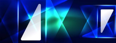 Geometrik arkaplanı hackleyen neon ışıkları, sanal gerçeklik veya yapay zeka konsepti, duvar kağıdı, pankart, sunum, arkaplan için siber punk geometrik şablon