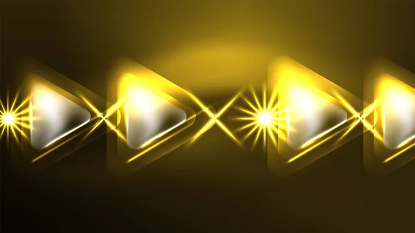 Techno Neon Trianglar Med Ljuseffekter Mörkret — Stock vektor