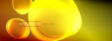 Vektör soyut arkaplan - sıvı gradyan üzerinde sıvı şeffaf kabarcık şekilleri gölgeler ve ışık efektleri